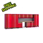 NewAge Garage Cabinets PRO Series 3.0 Red 12-Piece Set with Bamboo Tops and Slatwall