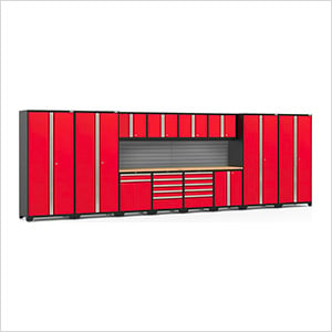 PRO Series 3.0 Red 14-Piece Set with Bamboo Tops and Slatwall