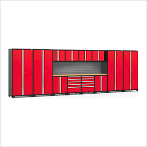 PRO Series 3.0 Red 14-Piece Set with Bamboo Top and Slatwall