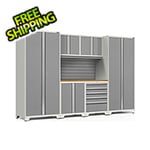NewAge Garage Cabinets PRO Series Platinum 7-Piece Set with Bamboo Top and Slatwall
