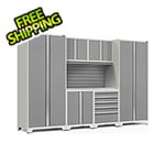 NewAge Garage Cabinets PRO Series  Platinum 7-Piece Set with Stainless Steel Top and Slatwall