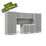 NewAge Garage Cabinets PRO Series 3.0 White 8-Piece Set with Stainless Steel Top and Slatwall