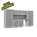 NewAge Garage Cabinets PRO Series Platinum 8-Piece Set with Bamboo Top and Slatwall