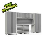 NewAge Garage Cabinets PRO Series Platinum 8-Piece Set with Stainless Steel Top and Slatwall
