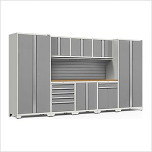 PRO Series 3.0 White 9-Piece Set with Bamboo Top and Slatwall