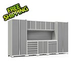 NewAge Products PRO Series Platinum 9-Piece Cabinet Set with Stainless Steel Top and Slatwall