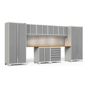 PRO Series 3.0 White 10-Piece Set with Bamboo Top, Slatwall and LED Lights