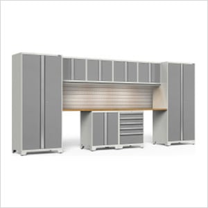 PRO Series 3.0 White 10-Piece Set with Bamboo Top, Slatwall and LED Lights