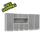 NewAge Garage Cabinets PRO Series Platinum 10-Piece Set with Bamboo Top and Slatwall