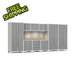 NewAge Garage Cabinets PRO Series 3.0 White 10-Piece Set with Bamboo Top, Slatwall and LED Lights