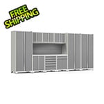 NewAge Garage Cabinets PRO Series Platinum 10-Piece Set with Stainless Steel Top and Slatwall