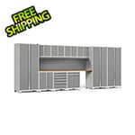 NewAge Garage Cabinets PRO Series Platinum 12-Piece Set with Bamboo Tops and Slatwall