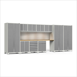 PRO Series 3.0 White 12-Piece Set with Bamboo Tops, Slatwall and LED Lights