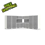 NewAge Garage Cabinets PRO Series White 16-Piece Corner Set with Stainless Steel Tops and Slatwall