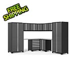 NewAge Garage Cabinets PRO Series Grey 12-Piece Corner Set with Stainless Steel Tops
