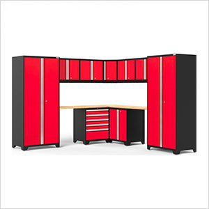 PRO Series Red 12-Piece Corner Set with Bamboo Tops and LED Lights