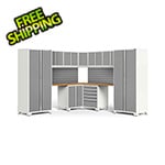 NewAge Garage Cabinets PRO Series Platinum 12-Piece Corner Set with Bamboo Tops and Slatwall