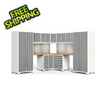 NewAge Garage Cabinets PRO Series Platinum 12-Piece Corner Set with Bamboo Tops, Slatwall and LEDs