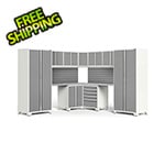 NewAge Garage Cabinets PRO Series Platinum 12-Piece Corner Set with Stainless Steel Tops and Slatwall