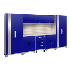 PERFORMANCE 2.0 Blue 9-Piece Cabinet Set with Slatwall and LED Lights