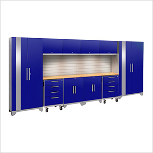 PERFORMANCE 2.0 Blue 12-Piece Cabinet Set with Slatwall and LED Lights