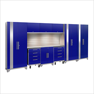 PERFORMANCE 2.0 Blue 10-Piece Cabinet Set with Slatwall and LED Lights