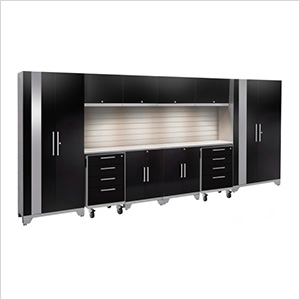 PERFORMANCE 2.0 Black 12-Piece Cabinet Set with Slatwall and LED Lights