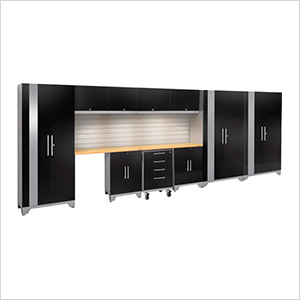 PERFORMANCE 2.0 Black 12-Piece Cabinet Set with Slatwall and LED Lights