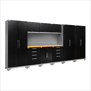 Newage Products 57930 Performance 2 0 Diamond Plate Cabinets Performance 2 0 Black Diamond Plate 10 Piece Cabinet Set With Slatwall