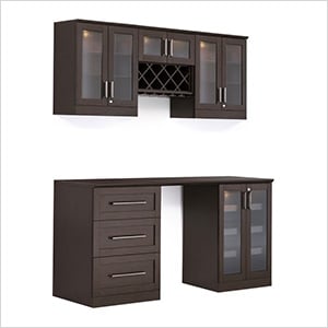 6-Piece Shaker Style Home Bar Cabinet System (Espresso)