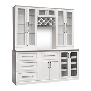 7-Piece Shaker Style Home Bar Cabinet System (White)