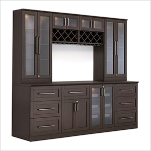 9-Piece Shaker Style Home Bar Cabinet System (Espresso)