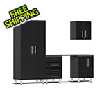 Ulti-MATE Garage Cabinets 5-Piece Cabinet Kit with Channeled Worktop in Midnight Black Metallic