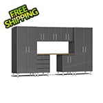 Ulti-MATE Garage Cabinets 8-Piece Garage Cabinet Kit with Bamboo Worktop in Graphite Grey Metallic