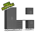 Ulti-MATE Garage Cabinets 5-Piece Garage Cabinet Kit with Channeled Worktop in Graphite Grey Metallic