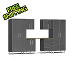 Ulti-MATE Garage Cabinets 7-Piece Garage Cabinet Kit with Bamboo Worktop in Graphite Grey Metallic