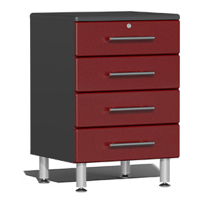 4-Drawer Base Garage Cabinet in Ruby Red Metallic