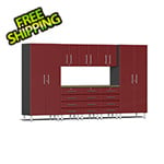 Ulti-MATE Garage Cabinets 9-Piece Garage Cabinet Kit with Bamboo Worktop in Ruby Red Metallic