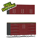 Ulti-MATE Garage Cabinets 7-Piece Garage Cabinet Kit with Bamboo Worktop in Ruby Red Metallic