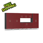 Ulti-MATE Garage Cabinets 10-Piece Garage Cabinet Kit with Channeled Worktop in Ruby Red Metallic