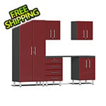 Ulti-MATE Garage Cabinets 6-Piece Garage Cabinet Kit with Channeled Worktop in Ruby Red Metallic