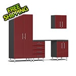 Ulti-MATE Garage Cabinets 5-Piece Garage Cabinet Kit with Channeled Worktop in Ruby Red Metallic