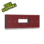 Ulti-MATE Garage Cabinets 11-Piece Cabinet Kit with Channeled Worktop in Ruby Red Metallic