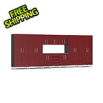 Ulti-MATE Garage Cabinets 11-Piece Garage Cabinet Kit with Bamboo Worktop in Ruby Red Metallic