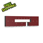 Ulti-MATE Garage Cabinets 17-Piece Cabinet Kit with Bamboo Worktop in Ruby Red Metallic