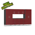 Ulti-MATE Garage Cabinets 9-Piece Garage Cabinet Kit with Channeled Worktop in Ruby Red Metallic