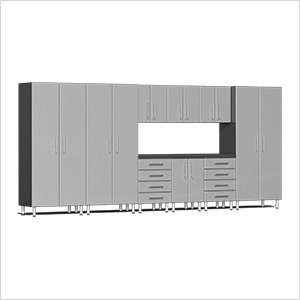 10-Piece Cabinet Kit with Channeled Worktop in Stardust Silver Metallic