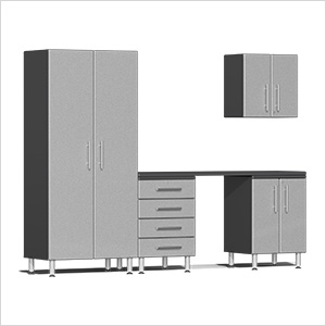 5-Piece Cabinet Kit with Channeled Worktop in Stardust Silver Metallic