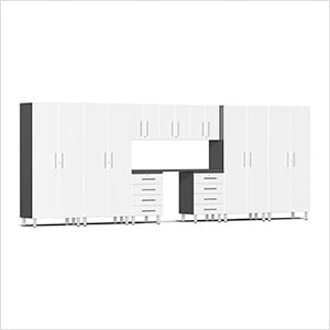 10-Piece Cabinet Kit with Channeled Worktop in Starfire White Metallic
