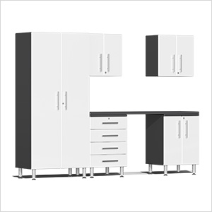 6-Piece Garage Cabinet Kit with Channeled Worktop in Starfire White Metallic